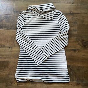 Emery Rose Striped Ribbed Knit Asymmetrical Button Pullover Top – Size Large